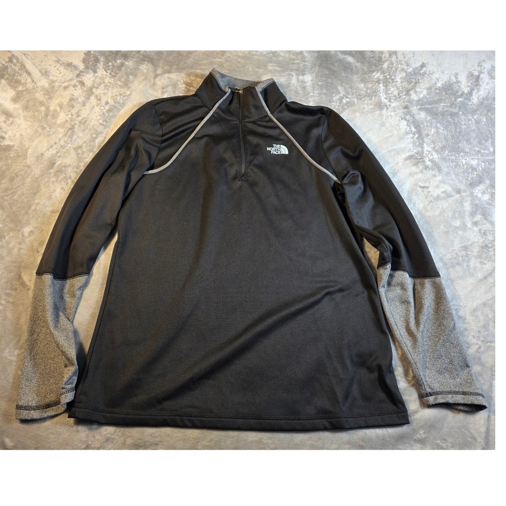 The North Face Cinder Stretch Fleece 1/4-Zip Pullover Womens Large Black‎ Gray